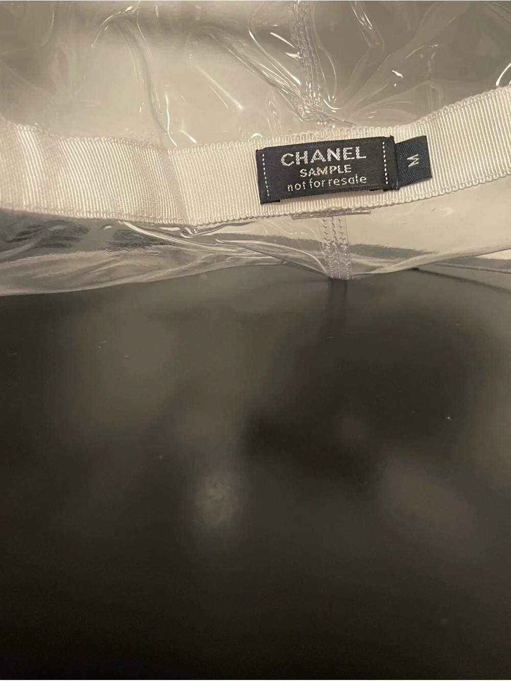 CHANEL Clear PVC Rain Bucket Hat with White Ribbon and Silver CC - Picture 2 of 2